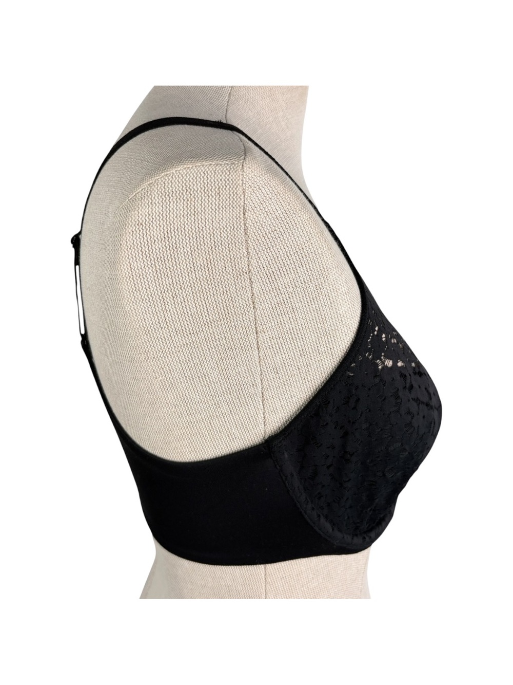 NWT Chantelle Norah Seamless Bra sz 34DD (34E) * Black Floral Lace Unlined - Picture 5 of 7